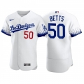 Men's Los Angeles Dodgers #50 Mookie Betts 2021 White City Connect Flex Base Stitched Baseball Jersey