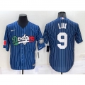 Men's Los Angeles Dodgers #9 Gavin Lux Navy Mexico World Series Cool Base Stitched Baseball Jersey