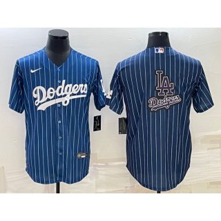 Men's Los Angeles Dodgers Navy Team Big Logo Cool Base Stitched Baseball Jersey