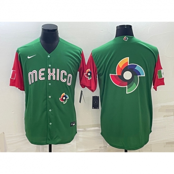 Men's Mexico Baseball 2023 Green World Baseball Big Logo With Patch Classic Stitched Jersey