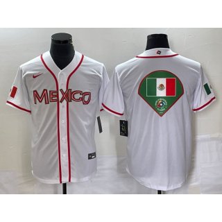 Men's Mexico Baseball 2023 White World Baseball Classic Team Big Logo Stitched Jersey