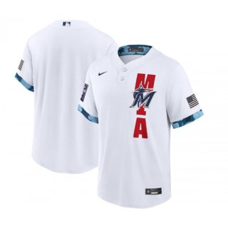 Men's Miami Marlins Blank 2021 White All-Star Cool Base Stitched MLB Jersey
