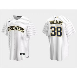 Men's Milwaukee Brewers #38 Devin Williams White Cool Base Stitched Jersey
