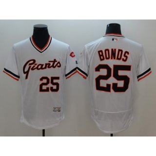 Men's MLB San Francisco Giants #25 Barry Bonds White White Throwback Stitched Jersey