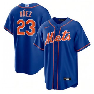Men's New York Mets #23 Javier Baez Royal Cool Base Stitched Jersey