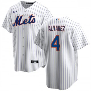 Men's New York Mets #4 Francisco ?lvarez White Cool Base Stitched Baseball Jersey