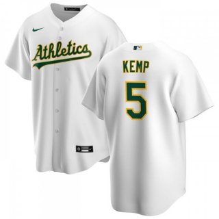 Men's Oakland Athletics #5 Tony Kemp White Cool Base Stitched Jersey