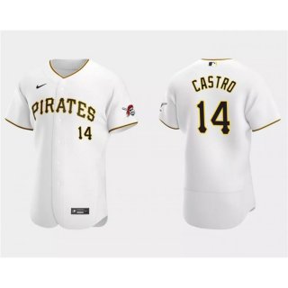 Men's Pittsburgh Pirates #14 Rodolfo Castro White Flex Base Stitched Baseball Jersey