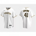 Men's Pittsburgh Pirates #41 Carlos Santana White Cool Base Stitched Baseball Jersey