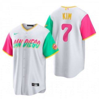 Men's San Diego Padres #7 Ha Seong Kim 2022 White City Connect Cool Base Stitched Jersey