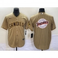 Men's San Diego Padres Tan Team Big Logo Cool Base Stitched Baseball Jersey