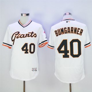 Men's San Francisco Giants #40 Madison Bumgarner White Throwback Flexbase Stitched MLB Jersey