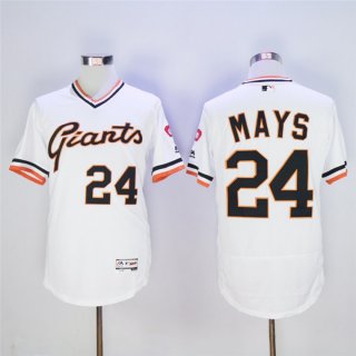 Men's San Franciscoc Giants #24 Willie Mays White Throwback Flexbase Stitched MLB Jersey
