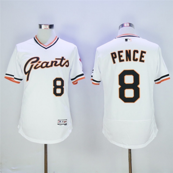 Men's San Franciscoc Giants #8 Hunter Pence White Cool Base Cooperstown Collection Player Stitched MLB Jersey