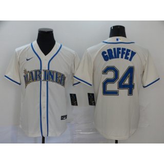 Men's Seattle Mariners #24 Ken Griffey White Cool Base Stitched MLB Jersey