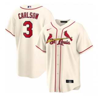 Men's St. Louis Cardinals #3 Dylan Carlson Cream Cool Base Stitched Jersey