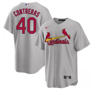Men's St. Louis Cardinals #40 Willson Contreras Grey Cool Base Stitched Jersey