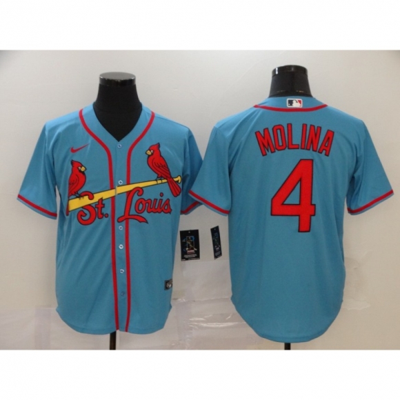 Men's St. Louis Cardinals #4 Yadier Molina Blue Cool Base Stitched MLB Jersey