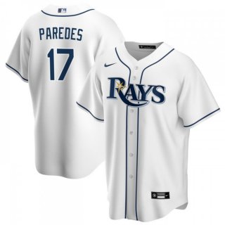 Men's Tampa Bay Rays #17 isaac Paredes White Cool Base Stitched Baseball Jersey