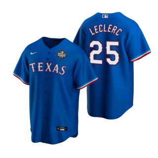 Men's Texas Rangers #25 Jose Leclerc Royal 2023 World Series Stitched Baseball Jersey