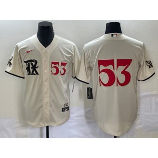 Men's Texas Rangers #53 Adolis Garcia Cream 2023 City Connect Cool Base With Patch Stitched Baseball Jersey