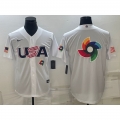 Men's USA Baseball 2023 White World Baseball Big Logo With Patch Classic Stitched Jersey