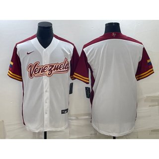 Men's Venezuela Baseball Blank 2023 White World Baseball Classic Stitched Jersey