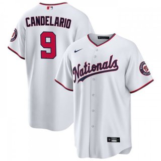 Men's Washington Nationals #9 Jeimer Candelario White Cool Base Stitched Baseball Jersey