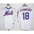 Mets #18 Darryl Strawberry White(Blue Strip) Cool Base Cooperstown 25TH Stitched MLB Jersey