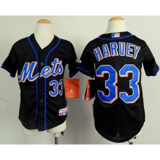 Mets #33 Matt Harvey Black Cool Base Stitched Youth MLB Jersey