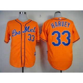 Mets #33 Matt Harvey Orange Los Mets Cool Base Stitched MLB Jersey
