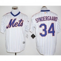 Mets #34 Noah Syndergaard White(Blue Strip) Cool Base Cooperstown 25TH Stitched MLB Jersey