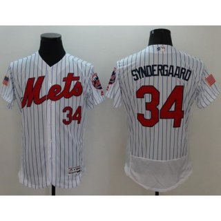 Mets #34 Noah Syndergaard White(Blue Strip) Fashion Stars & Stripes Flexbase Authentic Stitched MLB Jersey