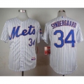 Mets #34 Noah Syndergaard White(Blue Strip) Home Cool Base Stitched MLB Jersey