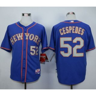 Mets #52 Yoenis Cespedes Blue(Grey NO.) Alternate Road Cool Base Stitched MLB Jersey