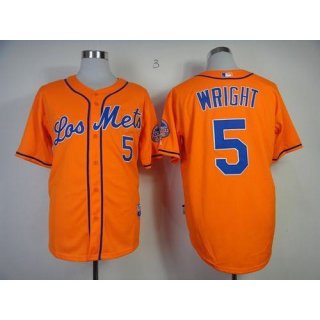 Mets #5 David Wright Orange Los Mets Cool Base Stitched MLB Jersey