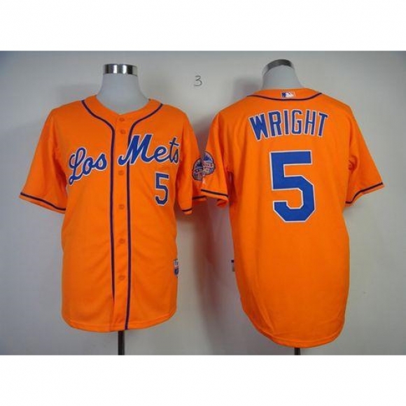 Mets #5 David Wright Orange Los Mets Cool Base Stitched MLB Jersey