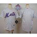 Mets Blank White(Blue Strip) Home Cool Base W/2015 World Series Patch Stitched Youth MLB Jersey
