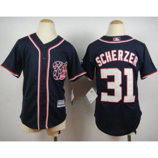 Nationals #31 Max Scherzer Blue Cool Base Stitched Youth MLB Jersey