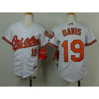 Orioles #19 Chris Davis White Cool Base Stitched Youth MLB Jersey
