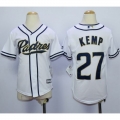 Padres #27 Matt Kemp White Home Cool Base Stitched Youth MLB Jersey