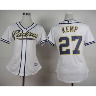Padres #27 Matt Kemp White Home Women's Stitched MLB Jersey