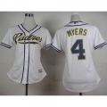 Padres #4 Wil Myers White Home Women's Stitched MLB Jersey