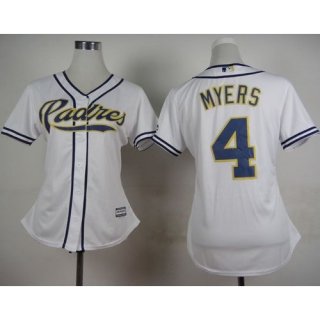 Padres #4 Wil Myers White Home Women's Stitched MLB Jersey