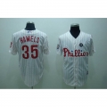 Phillies #35 Colbert Hamels Stitched White Red Strip MLB Jersey
