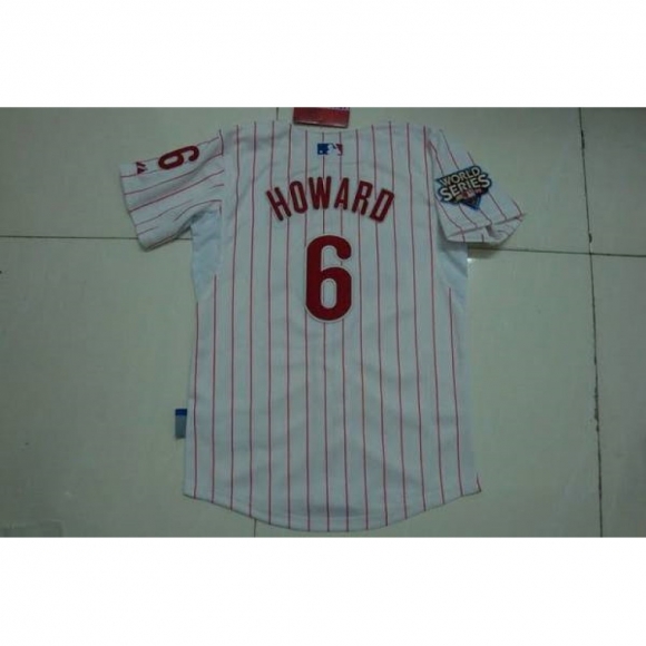 Phillies #6 Ryan Howard Stitched White Red Strip Youth MLB Jersey