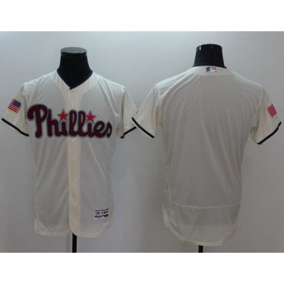 Phillies Blank Cream Fashion Stars & Stripes Flexbase Authentic Stitched MLB Jersey