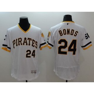 Pirates #24 Barry Bonds White Flexbase Authentic Collection Cooperstown Stitched MLB Jersey