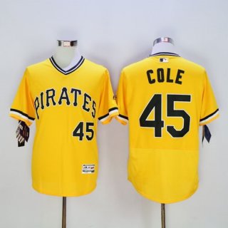 Pirates #45 Gerrit Cole Gold Flexbase Authentic Collection Stitched MLB Jersey