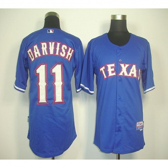 Rangers #11 Yu Darvish Blue 40th Anniversary Patch Cool Base Stitched MLB Jersey